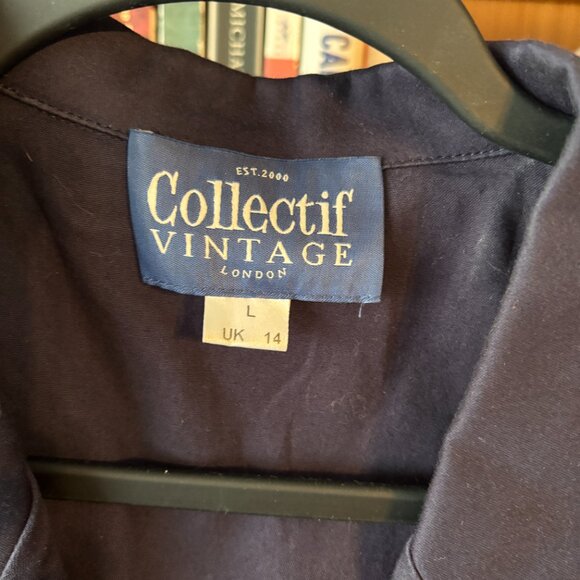 Collectif Vintage Size UK 14/ US 10 Blue Pencil Dress - Picture 3 of 4